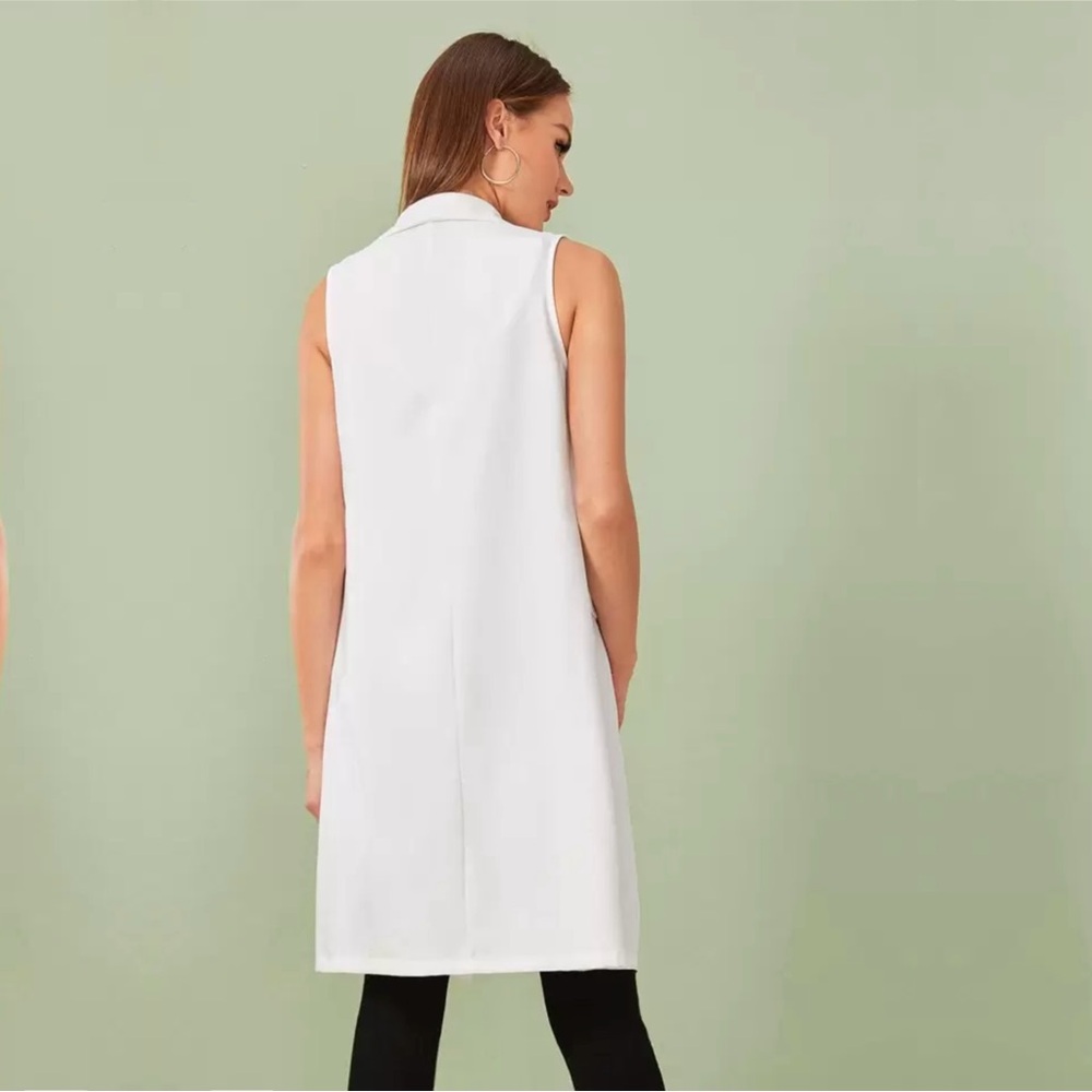 Privé Shawl Collar Longline Vest Blazer
Color: White - Picture 4 of 9